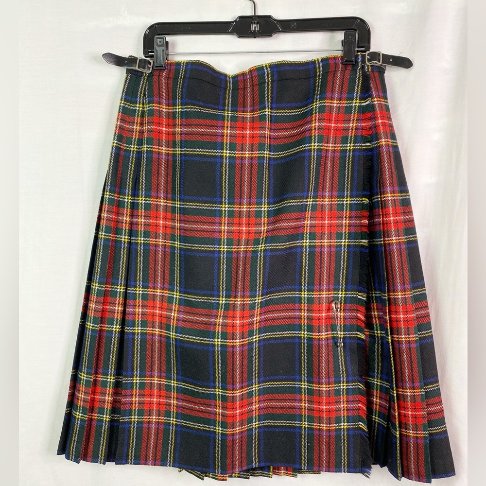 Vintage Moffat Woollens Tartan Plaid Black and Red Plaid Skirt XL